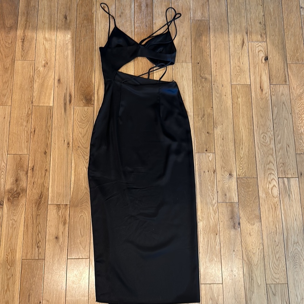 Zara Black Cutout Strappy Midi Dress - Picture 7 of 8